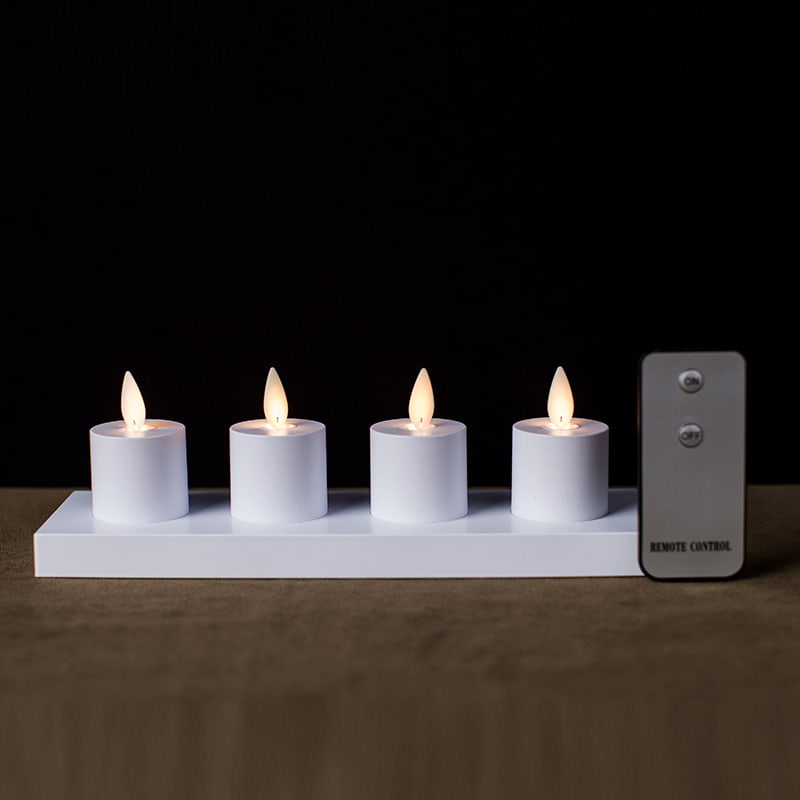 4-pack vita induktiva uppladdningsbara flamlösa ljus