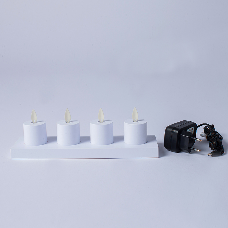 4-pack vita induktiva uppladdningsbara flamlösa ljus